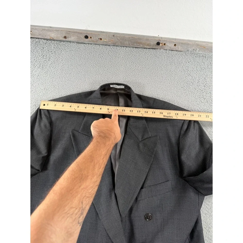 Feraud Louis Feraud Blazer Men's 42R Gray Wool Double Breasted Coat Tweed Peak